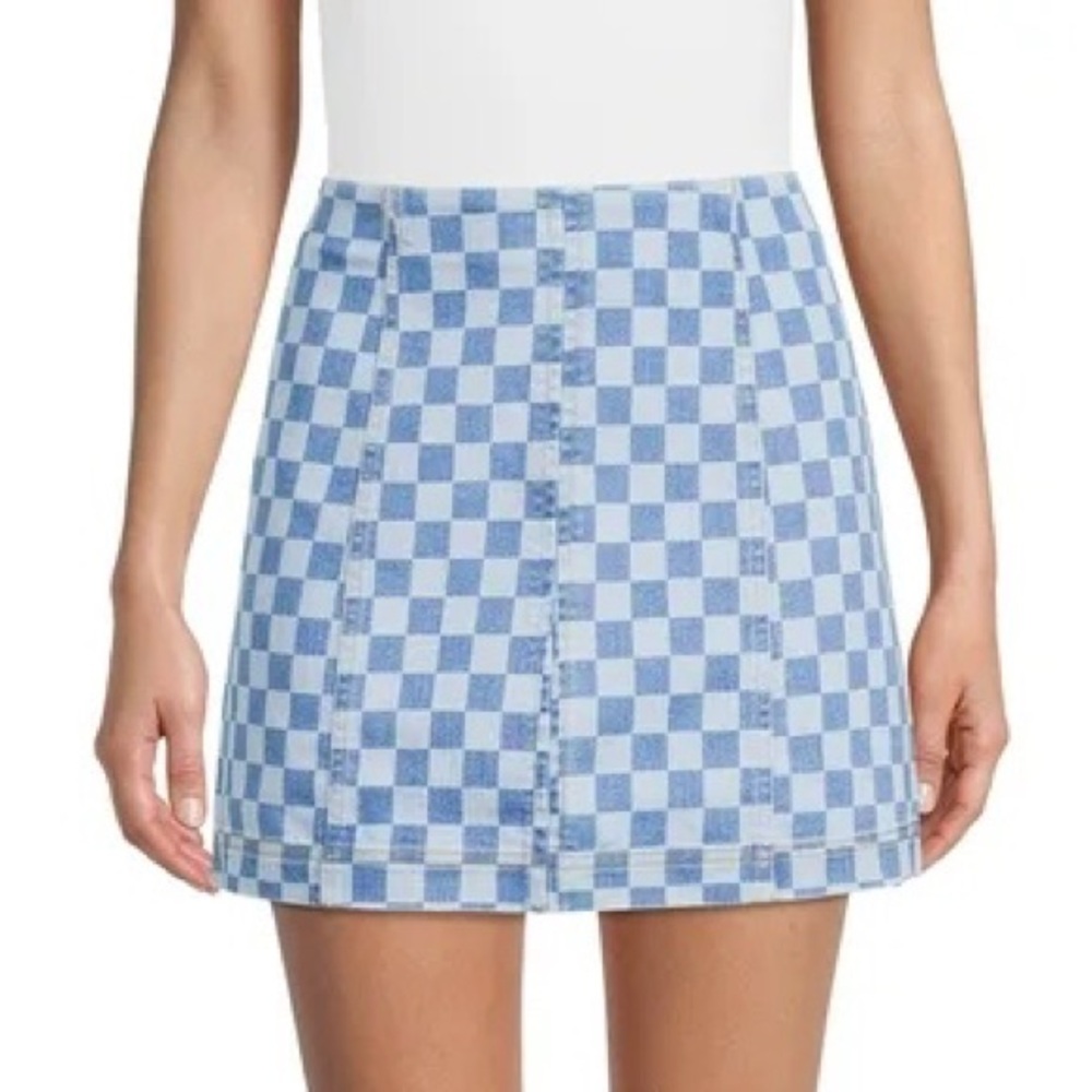No Boundaries Juniors Seamed A-Line Mini Denim Skirt
